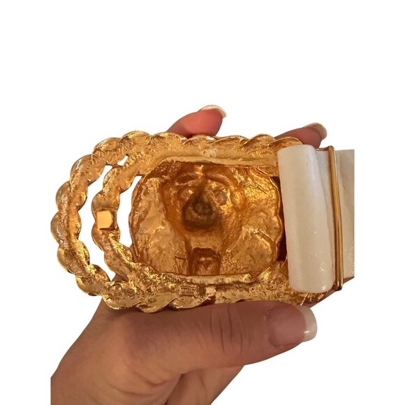 Mimi Di N Womens Gold Lion Head Belt One Size Signed Adjustable Statement Rare main image 9